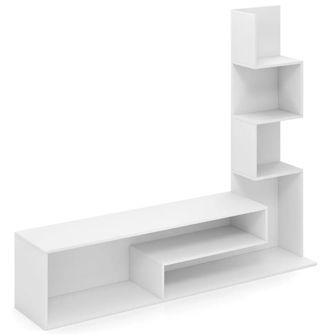 Fernsehschrank Holz Fernsehtisch mit Bücherregal für TVs bis zu 50" 144,5 x 29,5 x 121 cm Braun/Weiß