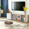 Fernsehschrank TV Lowboard mit Schrank und 3 offenen Fächern TV Schrank Landhausstil Natur