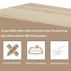 Fernsehschrank TV Lowboard mit Schrank und 3 offenen Fächern TV Schrank Landhausstil Natur
