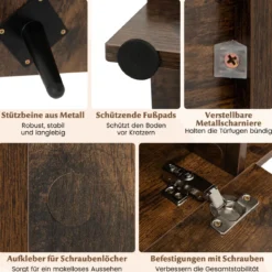 Fernsehtisch für TV bis zu 50 Zoll TV Schrank mit Bücherregal & Verstellbarem Regal Kaffee