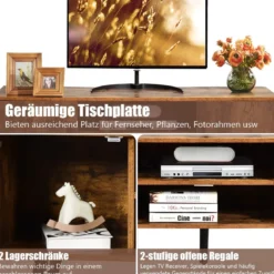 Fernsehtisch Holz Fernsehschrank mit 5 Kiefer-Beinen TV Konsole 120 x 40 x 50,5 cm Braun