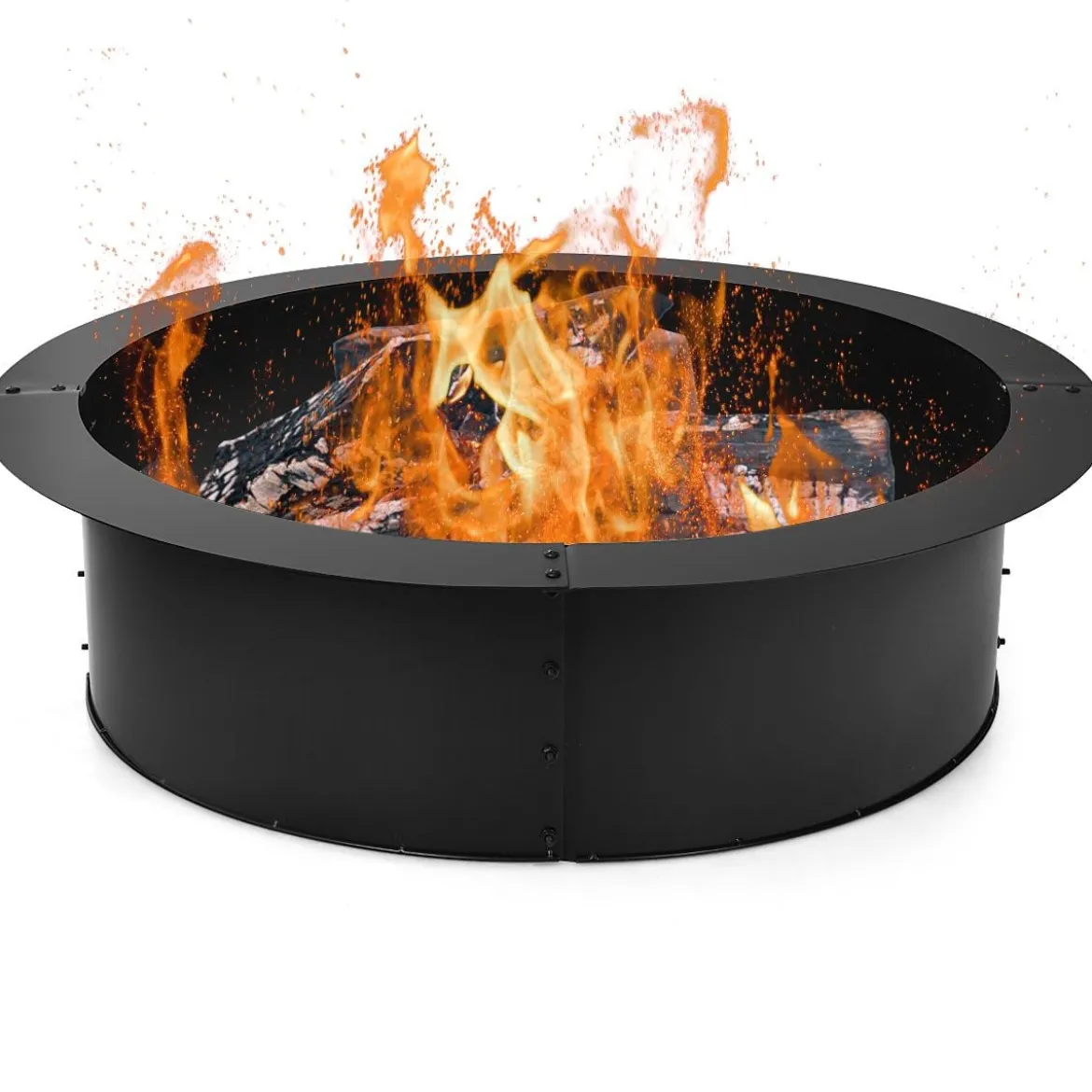 Feuerstelle für Outdoor Rauchfreie Feuerstellenring Ø 91,5 cm Robuster Runder Brennereinsatz aus Metall