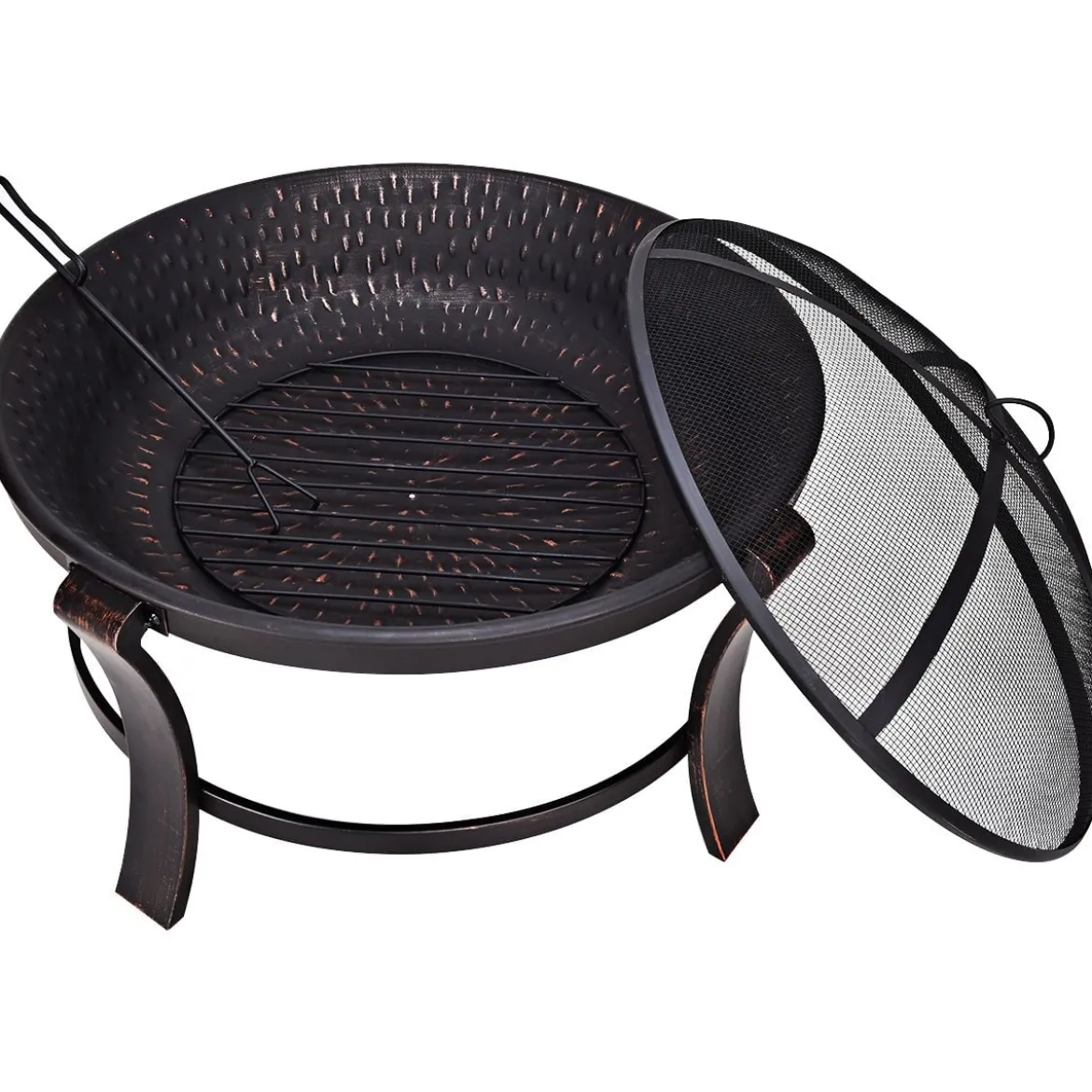 Feuerstelle Garten Grill Feuerkorb mit Funkenhaube 76 x 76 x 60 cm Schwarz
