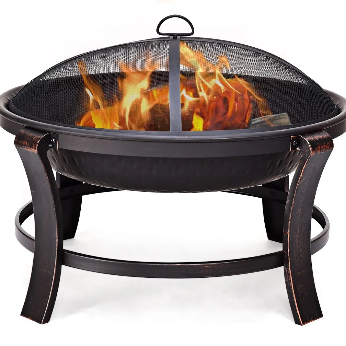 Feuerstelle Garten Grill Feuerkorb mit Funkenhaube 76 x 76 x 60 cm Schwarz
