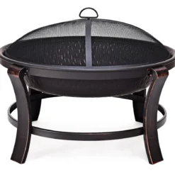 Feuerstelle Garten Grill Feuerkorb mit Funkenhaube 76 x 76 x 60 cm Schwarz