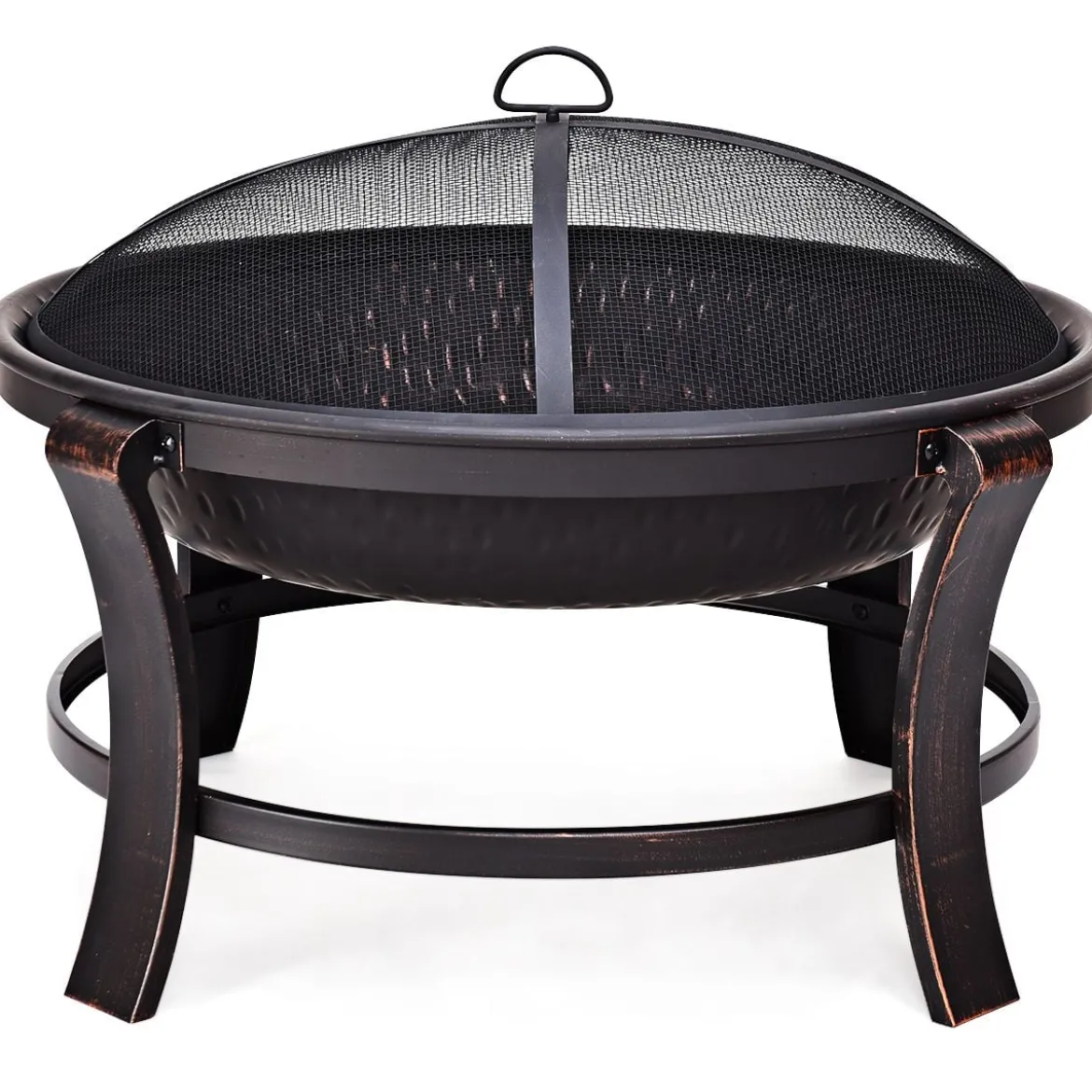 Feuerstelle Garten Grill Feuerkorb mit Funkenhaube 76 x 76 x 60 cm Schwarz