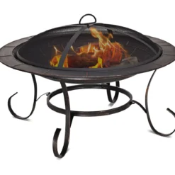 Feuerstelle Garten Grill Feuerkorb mit Funkenhaube 76 x 76 x 53 cm Schwarz