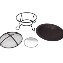 Feuerstelle Garten Grill Feuerkorb mit Funkenhaube 76 x 76 x 53 cm Schwarz