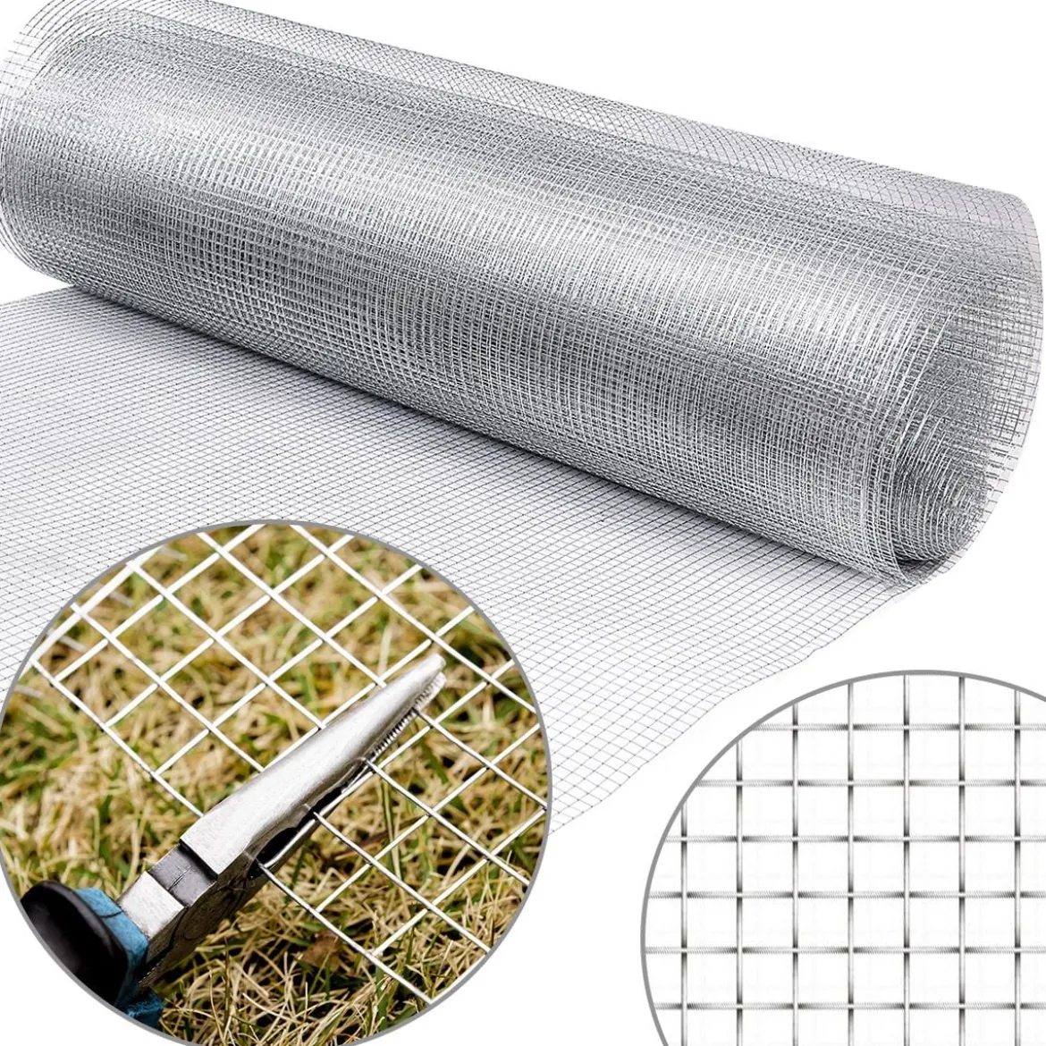 Feuerverzinktes Drahtgeflecht 15 x 15 mm Maschendraht 19 Gauge Metallgitter Drahtgitter 122 x 150 cm Silber