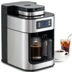 Filterkaffeemaschine mit Glaskanne 8 Tassen Kompakte Kaffeemaschine mit Mahl- und Brühfunktion