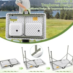 Fischreinigungstisch Klappbarer Filetiertisch 101,5 x 65,5 x 107,5 cm Weiß
