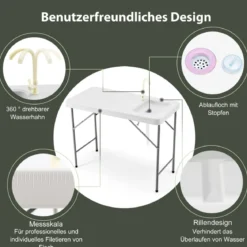 Fischreinigungstisch Tragbarere Fischfilet- undJagdstation mit Spüle Wasserhahn Ablaufschlauch