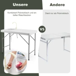 Fischreinigungstisch Tragbarere Fischfilet- undJagdstation mit Spüle Wasserhahn Ablaufschlauch