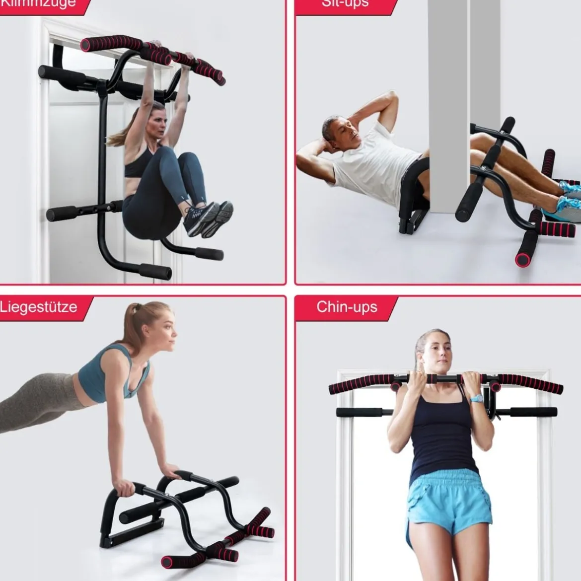Fitnessstange Tragbare Klimmzugstange Reckstange fürs Krafttraining 101 x 57,5 x 96 cm Schwarz
