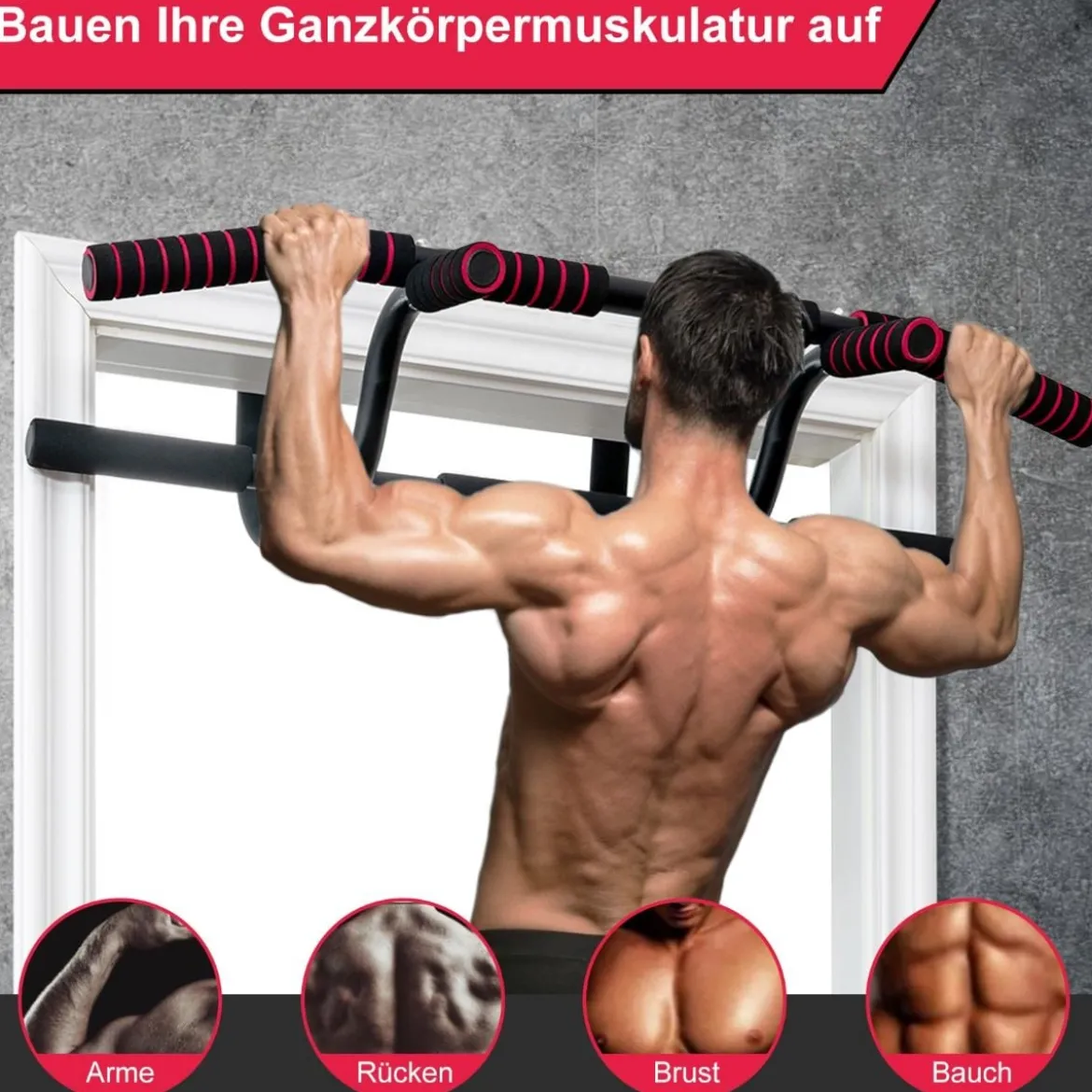 Fitnessstange Tragbare Klimmzugstange Reckstange fürs Krafttraining 101 x 57,5 x 96 cm Schwarz