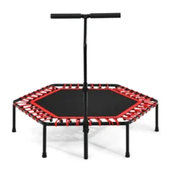 Fitness-Trampolin Übungstrampolin mit verstellbarem Griff Sicheres Trampolin 129 x 114 x 96-112 cm Rot