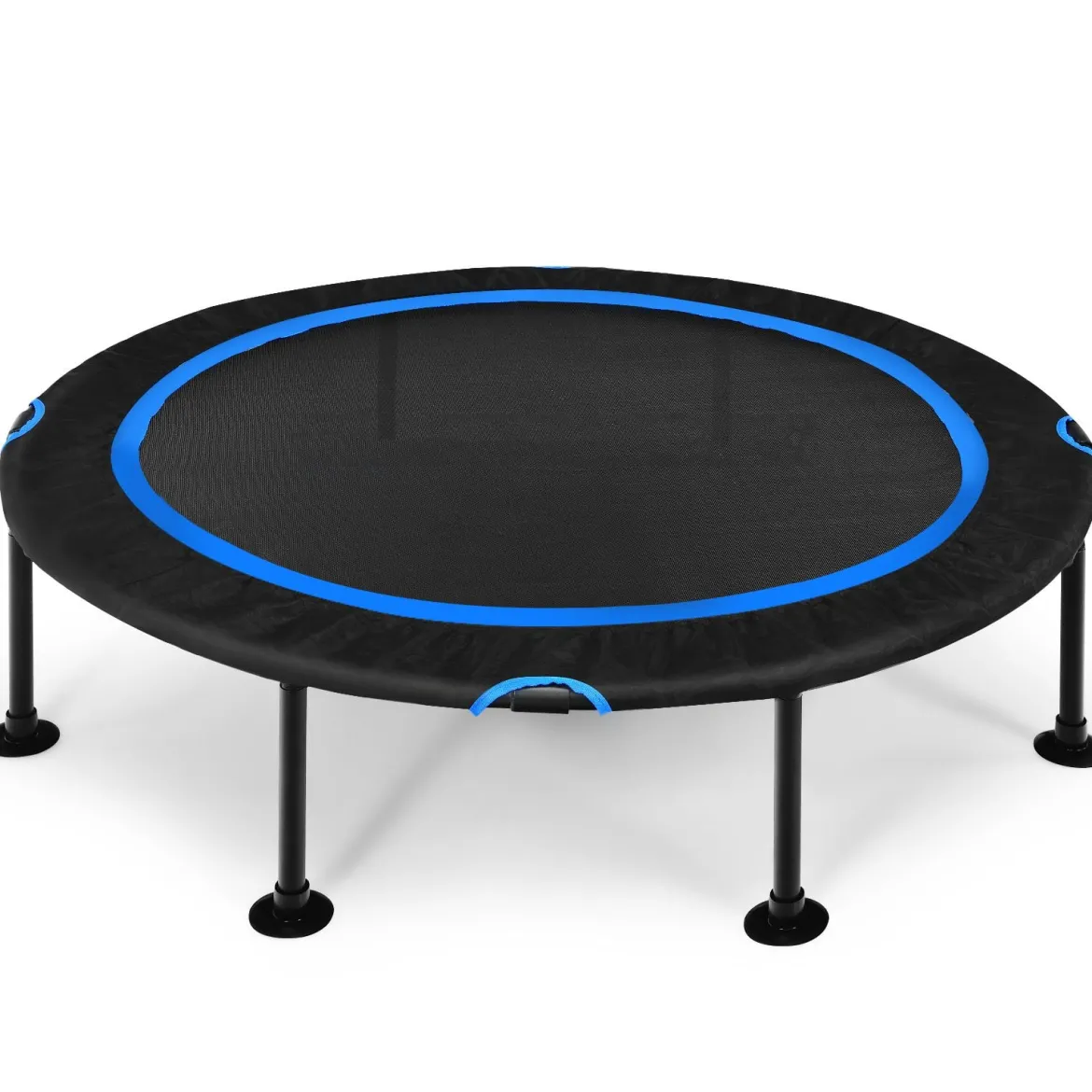 Fitness-Trampolin mit Sicherheitspads Mini Trampolin faltbar φ120 x 26 cm Schwarz und Blau