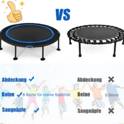 Fitness-Trampolin mit Sicherheitspads Mini Trampolin faltbar φ120 x 26 cm Schwarz und Blau