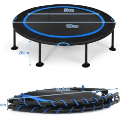 Fitness-Trampolin mit Sicherheitspads Mini Trampolin faltbar φ120 x 26 cm Schwarz und Blau
