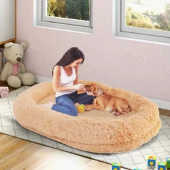 Flauschiges Hundebett für Menschen & Hunde mit Waschbare Hundedecke abnehmbarem Bezug Riemen 171 x 115 cm
