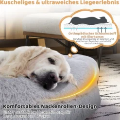 Flauschiges Hundebett für Menschen & Hunde mit Waschbare Hundedecke abnehmbarem Bezug Riemen 171 x 115 cm