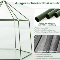 Foliengewächshaus mit Allwetter-PE-Abdeckung & Rolltür & Fenster Gewächshaus Treibhaus