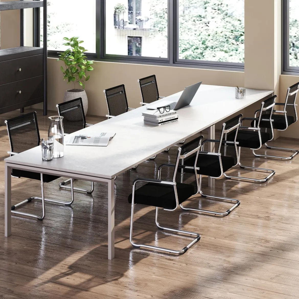 Freischwinger Stühle 2er Set Stapelbare Schwingstühle mit Metallkufenbasis und Armlehne Bürostühle Schwarz