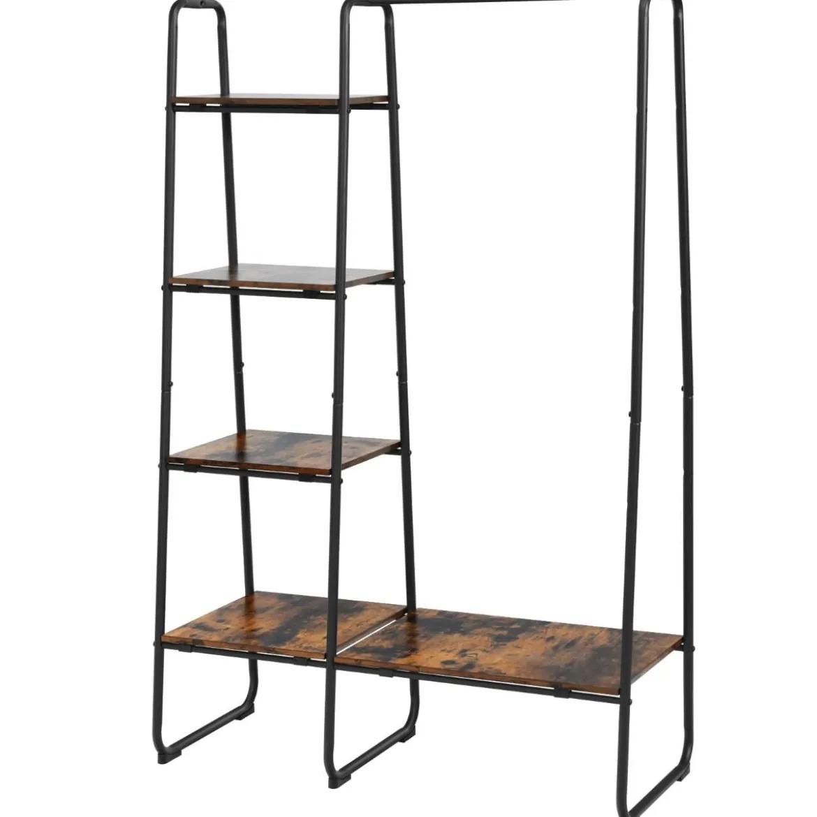 Freistehende Garderobe Kleiderständer aus Metall mit Regalen 100 x 40 x 150 cm