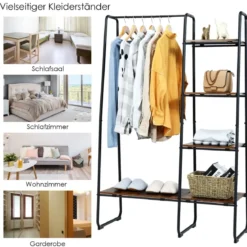 Freistehende Garderobe Kleiderständer aus Metall mit Regalen 100 x 40 x 150 cm