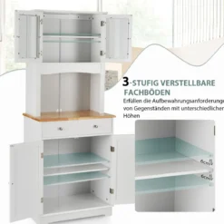 Freistehender Holzschrank mit 2 Schubladen & Verstellbaren Regalen Bodenschrank Weiß