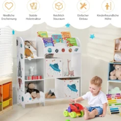 Freistehender Kinderzimmerschrank 3-stöckiger Kinderzimmerregal UFO Weiß