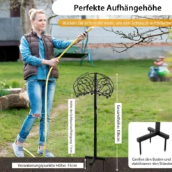 Freistehender Schlauchhalter mit 3 Ankerpunkten Einfach zu Montierende Robuste Schlauchhalterung Schwarz