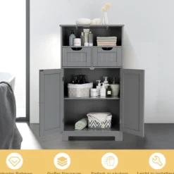 Freistehender Schrank mit Schubladen für die Küche Badezimmer 60 x 30 x 109cm Grau