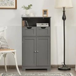 Freistehender Schrank mit Schubladen für die Küche Badezimmer 60 x 30 x 109cm Grau