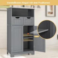 Freistehender Schrank mit Schubladen für die Küche Badezimmer 60 x 30 x 109cm Grau