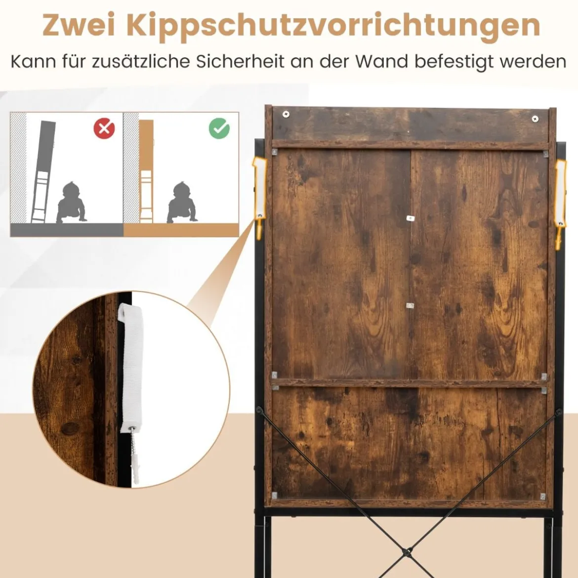 Freistehender Toilettenschrank Badezimmerregal mit verstellbaren Regalen Kaffee