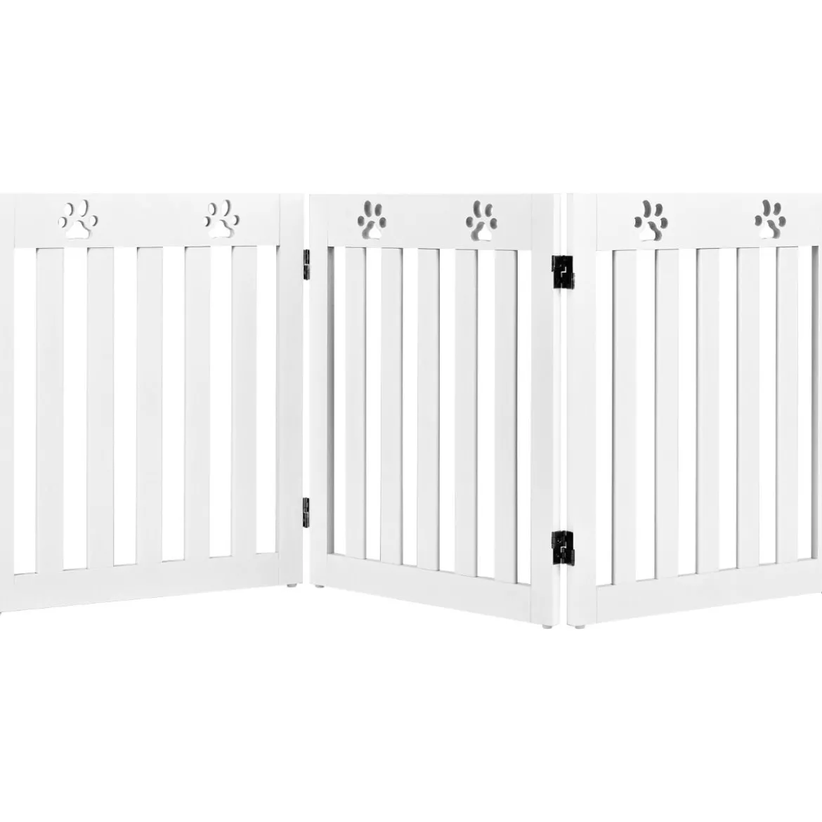 Freistehendes Holztor für Haustiere Klappbares Hundetor 3 Paneelen 151,5 x 60 x 1,5 cm Weiß