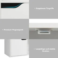 Freistehendes Regal mit Türen aus Holz Bücherregal mit 3 Offenen & 3 Geschlossenen Fächern