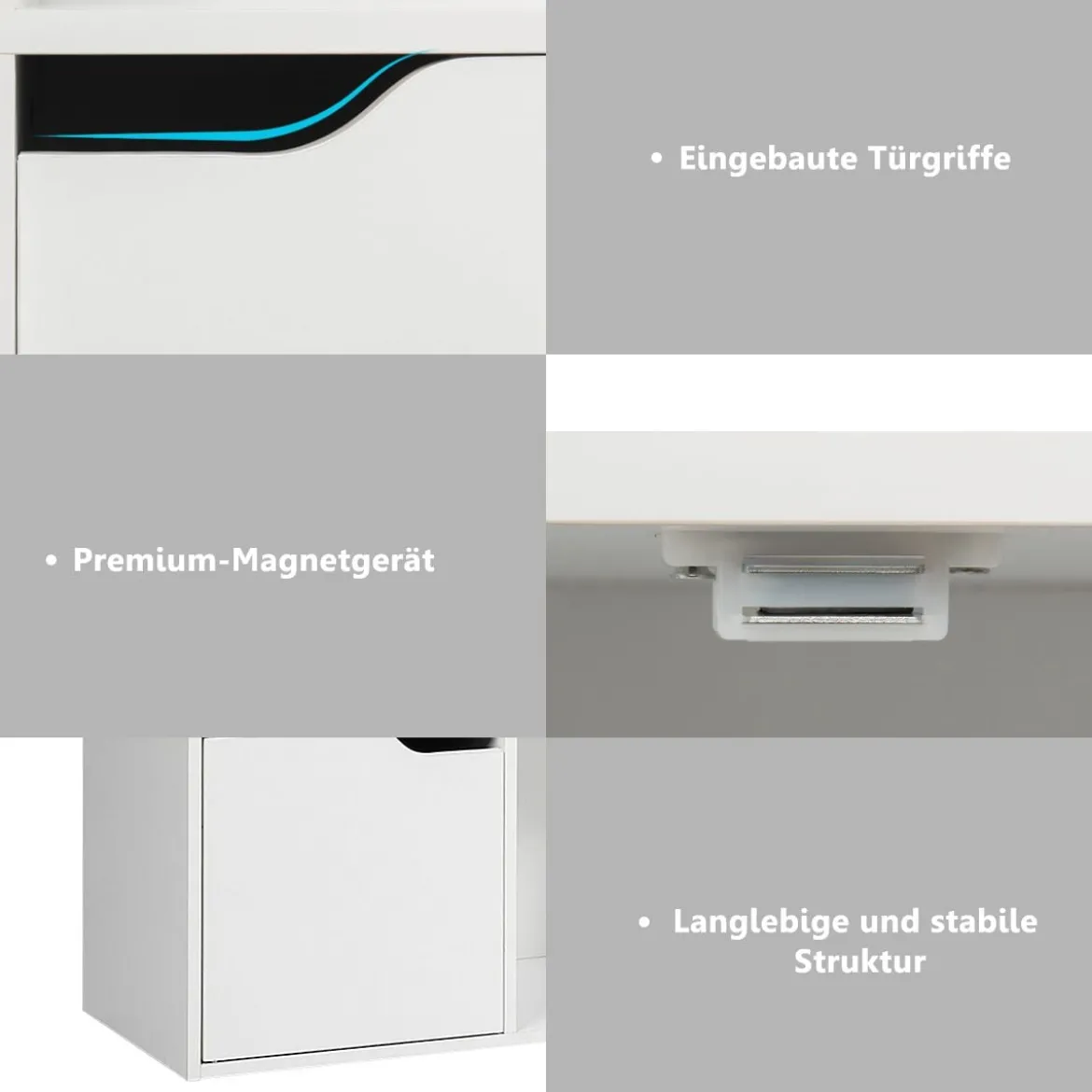 Freistehendes Regal mit Türen aus Holz Bücherregal mit 3 Offenen & 3 Geschlossenen Fächern