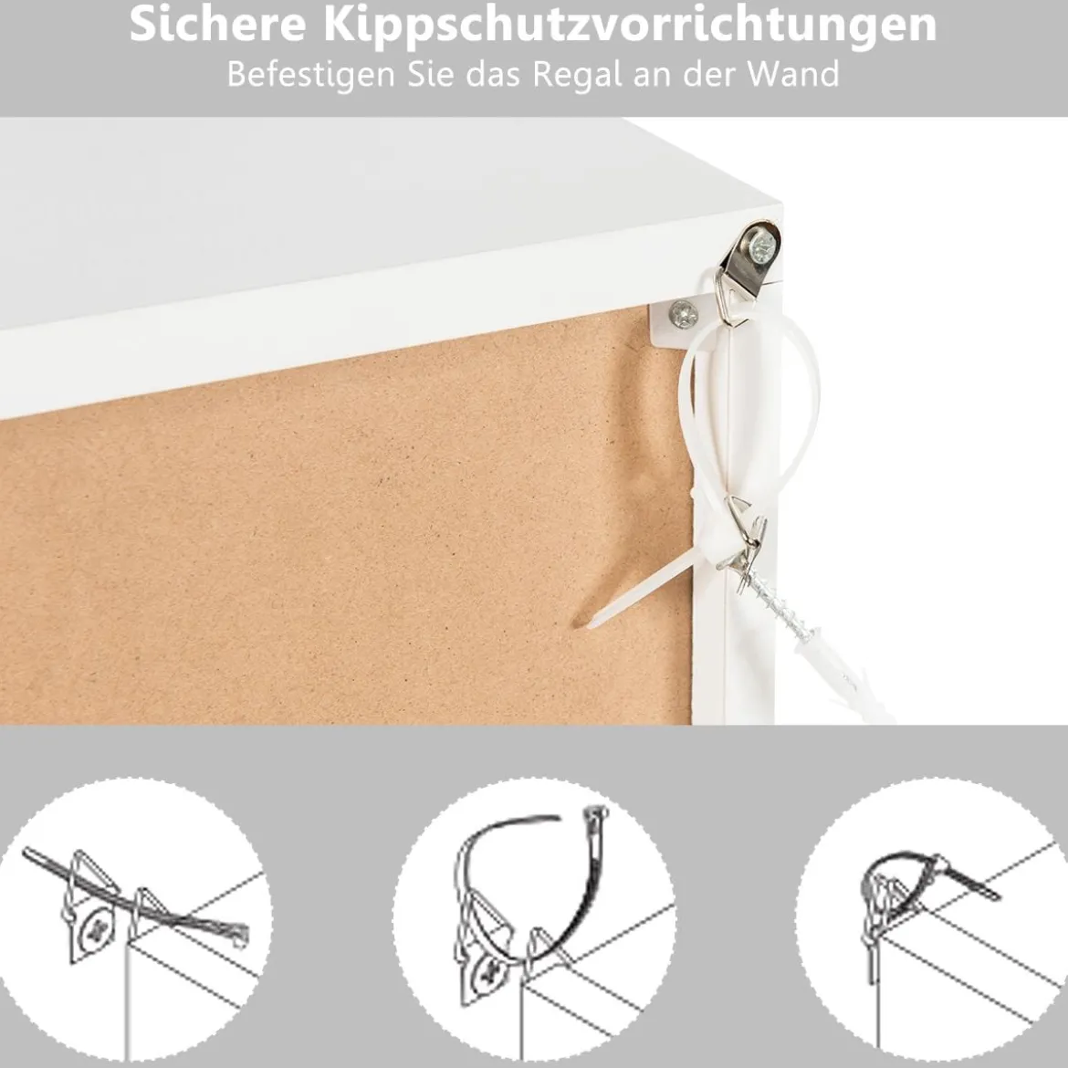 Freistehendes Regal mit Türen aus Holz Bücherregal mit 3 Offenen & 3 Geschlossenen Fächern