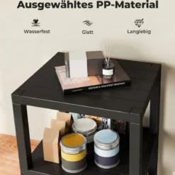 Freistehendes Standregal aus Kunststoff 4 Stufiges Badregal Schmal Küchenregal Schwarz