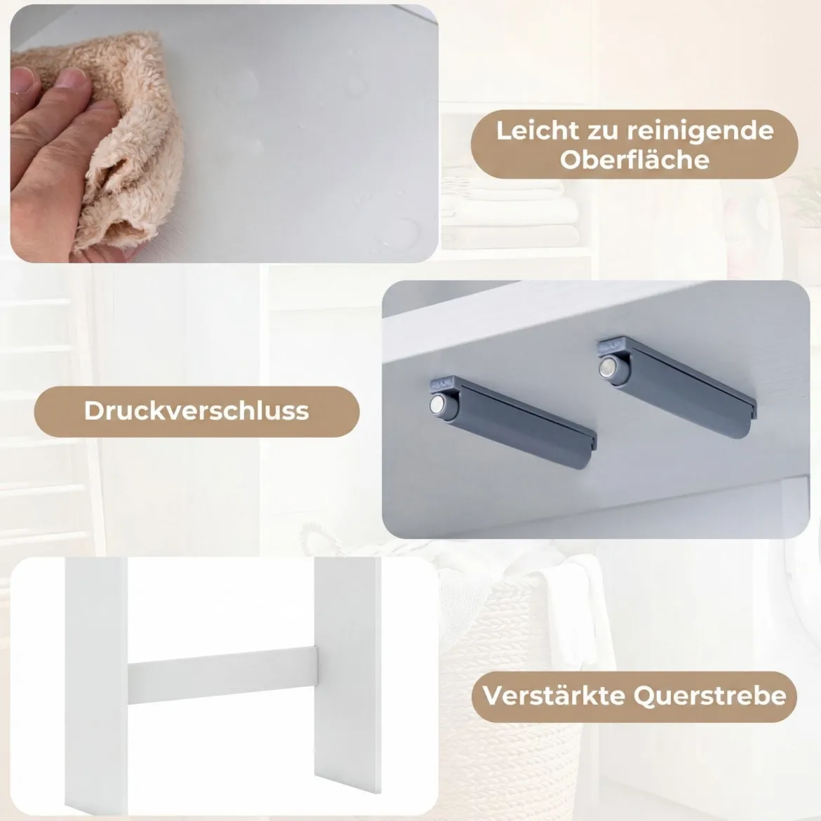 Freistehendes Toilettenregal mit Doppeltür & 2 Offenen Fächern Toilettenschrank mit Verstellbarem Einlegeboden