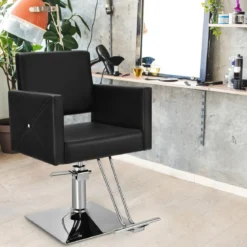 Friseurstuhl höhenverstellbar Friseursessel mit hydraulischer Pumpe 360° drehbar Schwarz