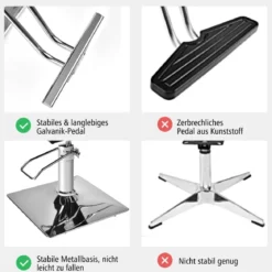 Friseurstuhl höhenverstellbar Friseursessel mit hydraulischer Pumpe 360° drehbar Schwarz