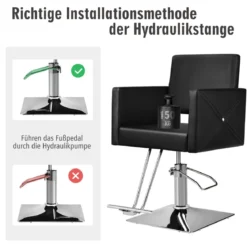 Friseurstuhl höhenverstellbar Friseursessel mit hydraulischer Pumpe 360° drehbar Schwarz