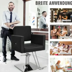Friseurstuhl höhenverstellbar Friseursessel mit hydraulischer Pumpe 360° drehbar Schwarz