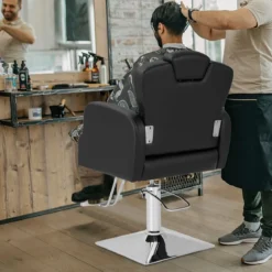 Friseurstuhl mit Kopfstütze & Rückenlehne & Hydraulikpumpe Höhenverstellbarer Salonstuhl