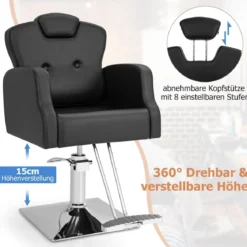 Friseurstuhl mit Kopfstütze & Rückenlehne & Hydraulikpumpe Höhenverstellbarer Salonstuhl