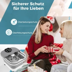 Fußbadewanne klappbar Fußbad mit Dusche 60min Timer & 30 Shiatsu-Massagebällen Temperatur 35–48°C Heizung