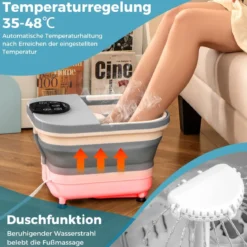 Fußbadewanne klappbar Fußbad mit Dusche 60min Timer & 30 Shiatsu-Massagebällen Temperatur 35–48°C Heizung
